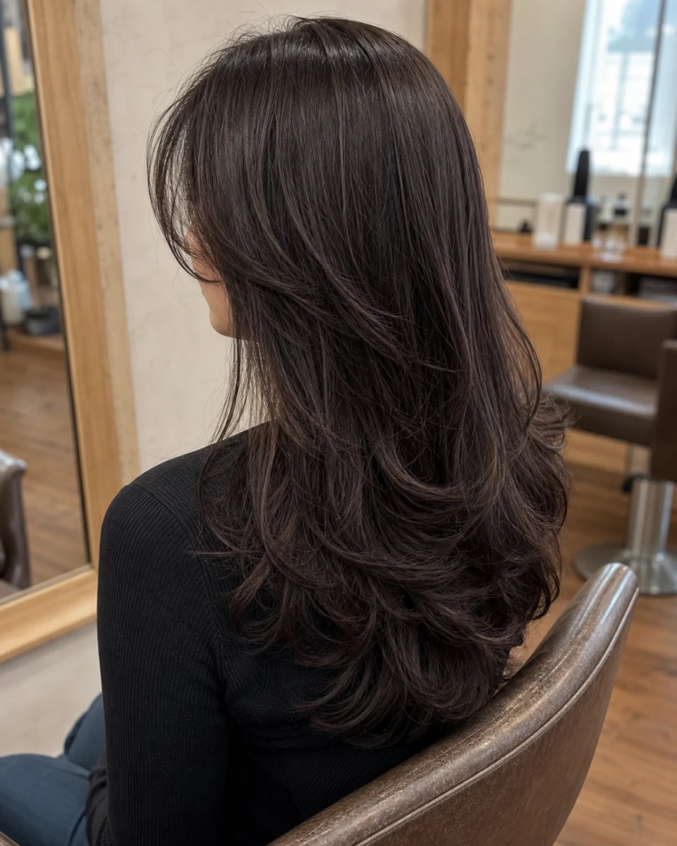 Illustrative women’s layered-cut reference